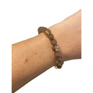 Handmade gray glass bead bracelet